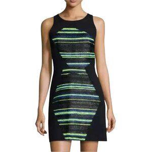 MILLY Ponte Knit Geometric Tweed Sleeveless Sheath Dress SZ 6